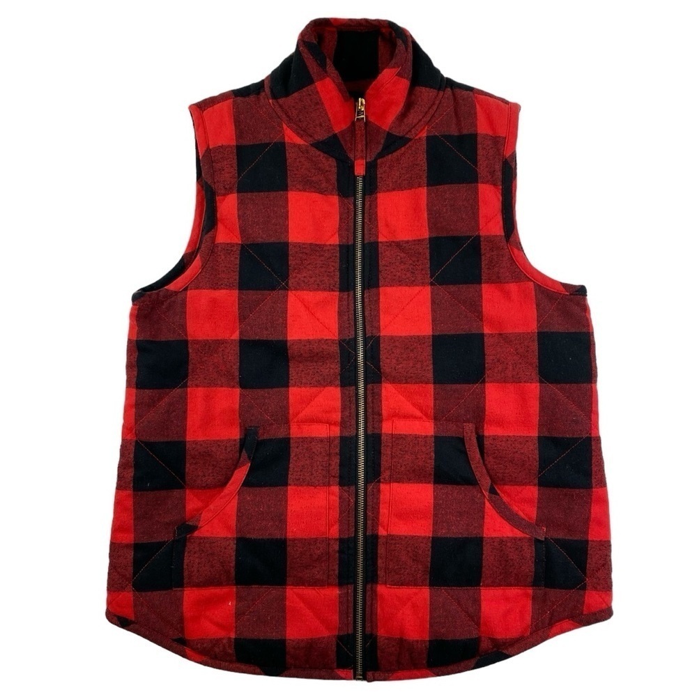 Mudpie Women’s Red/Black Buffalo Check Lumberjack Full-Zip Vest Sz Small